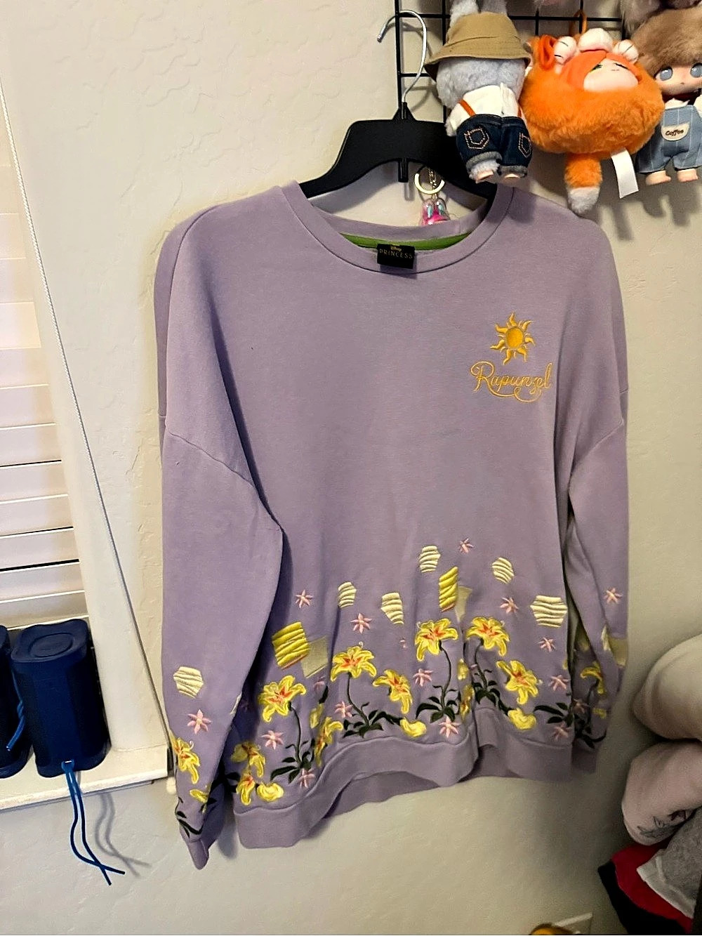 Disney Princess Rapunzel Floral & Lantern Embroidered Sweatshirt Purple XL